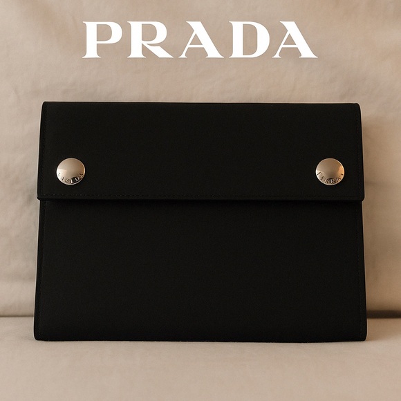 Prada Black Nylon & Leather Wallet with Silver Accents - Picture 1 of 15